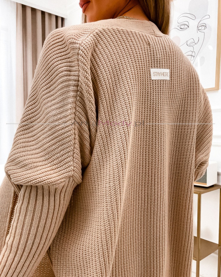 Damski sweter kardigan oversize beżowy wełna PREMIUM PRODUKT Polska produkcja 3