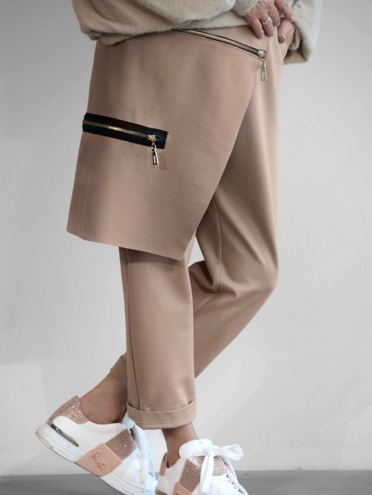 Spodnie damskie beżowe odpinana spódniczka MINOUU Polski produkt sportowy styl 2