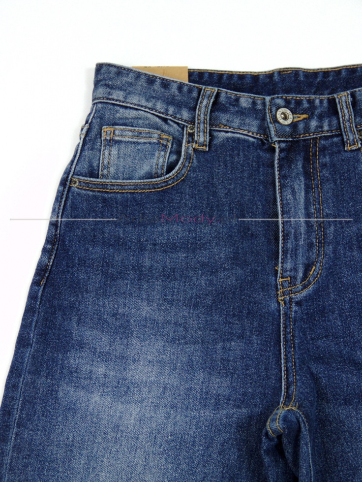 Spodnie damskie szwedy niebieskie jeans szeroka podwiniętą nogawka wysoki stan Produkt PREMIUM 2