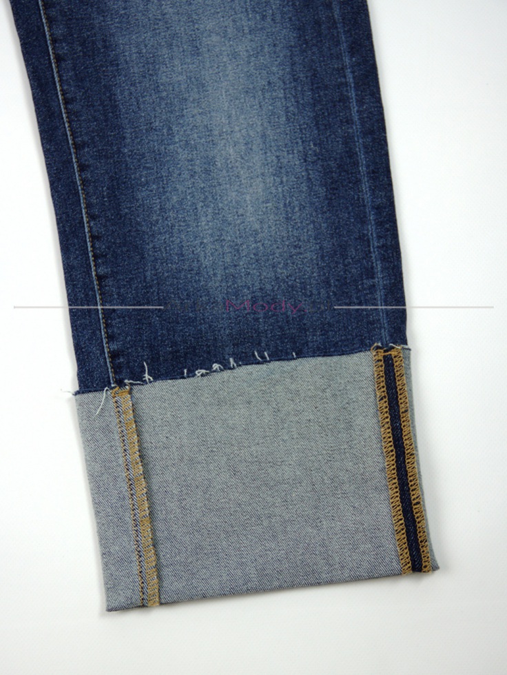 Spodnie damskie szwedy niebieskie jeans szeroka podwiniętą nogawka wysoki stan Produkt PREMIUM 4