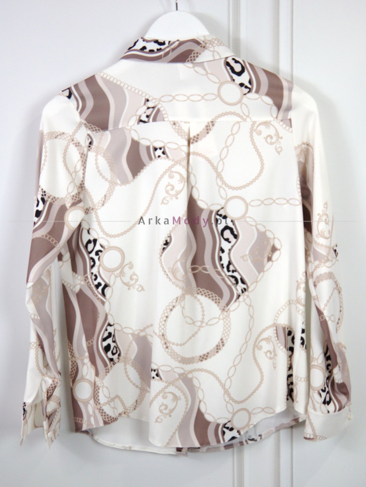 Elegancka wizytowa koszula damska bluzka klasyczna wzory ecru beż roz 36-48 Polska produkcja PREMIUM 3