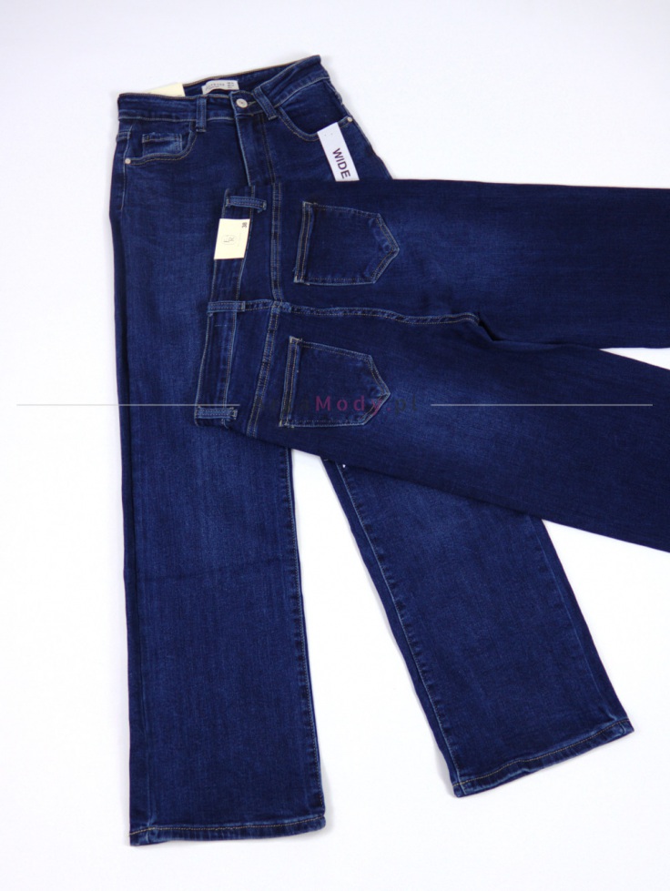 Spodnie damskie szwedy niebieskie jeans szeroka nogawka klasyka Produkt PREMIUM