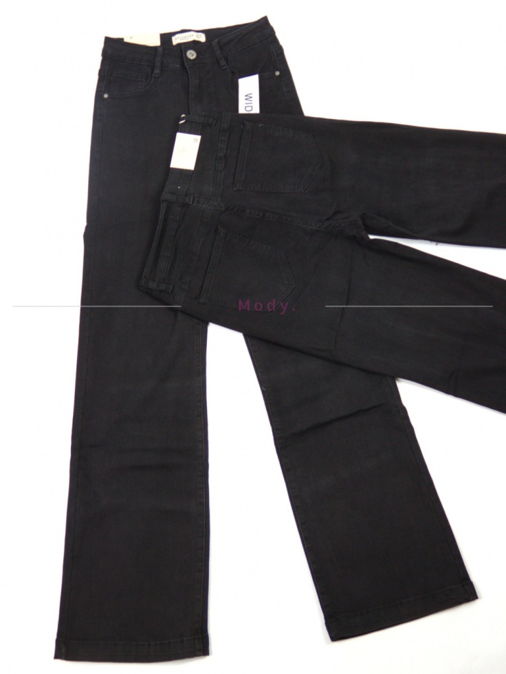Spodnie damskie szwedy czarne jeans szeroka nogawka klasyka Produkt PREMIUM