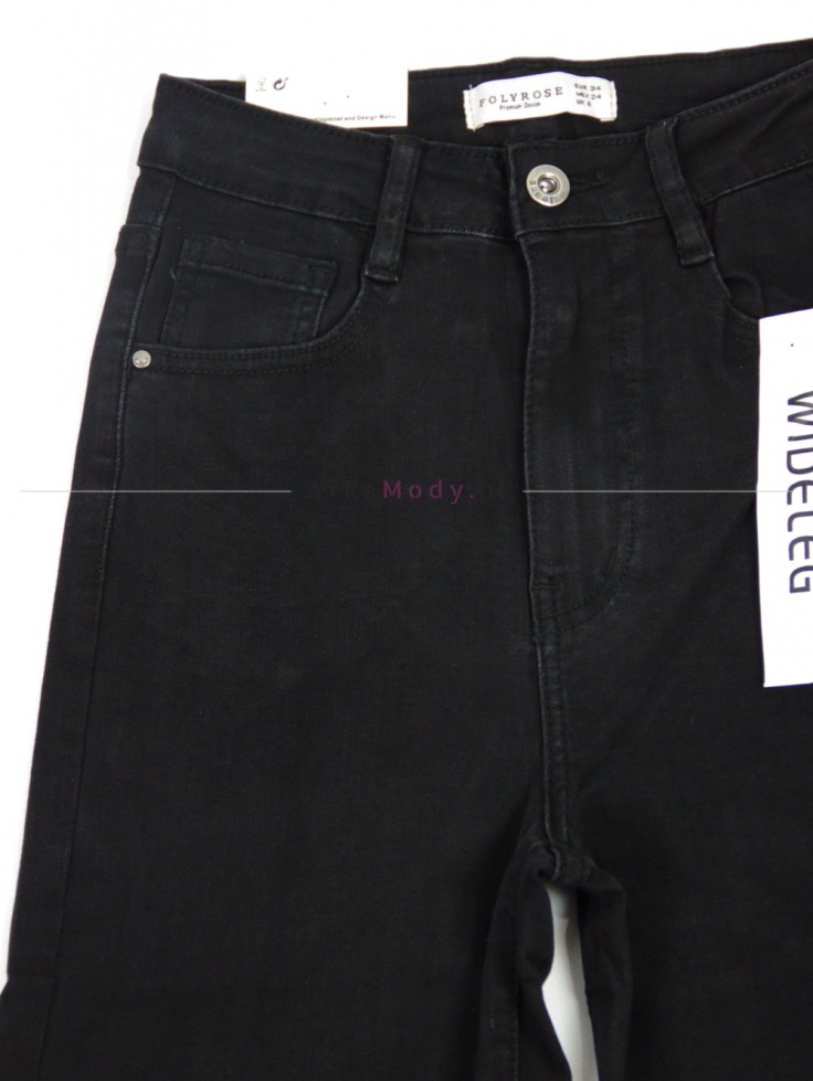 Spodnie damskie szwedy czarne jeans szeroka nogawka klasyka Produkt PREMIUM 5