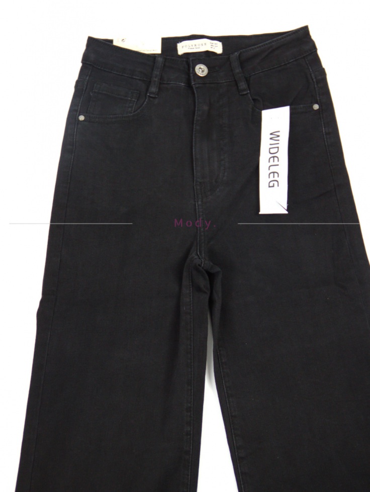 Spodnie damskie szwedy czarne jeans szeroka nogawka klasyka Produkt PREMIUM 6
