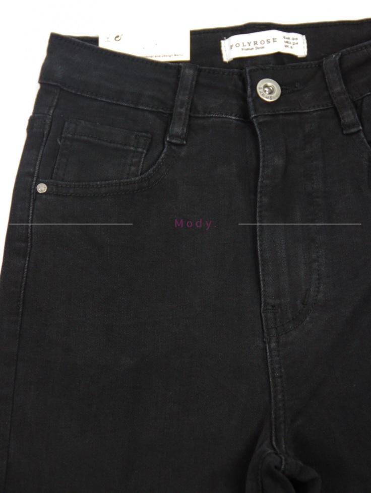 Spodnie damskie szwedy czarne jeans szeroka nogawka klasyka Produkt PREMIUM 2