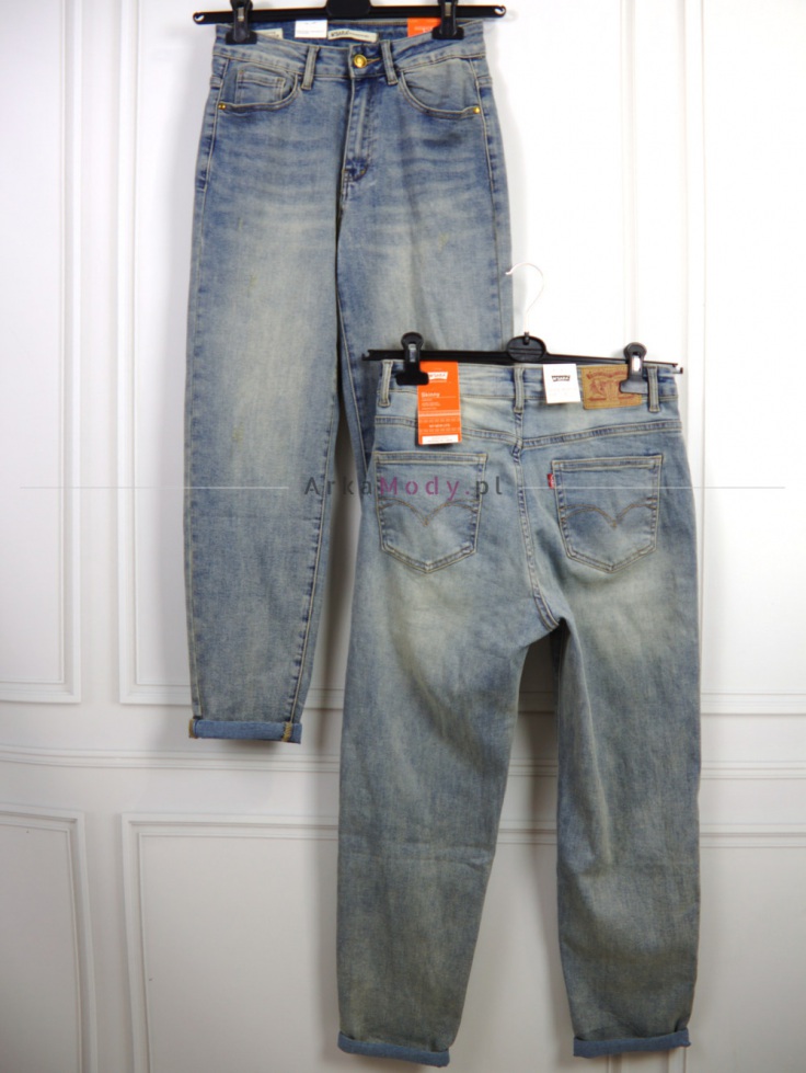Spodnie damskie niebieskie brudny jeans Skinny klasyka Produkt PREMIUM 7