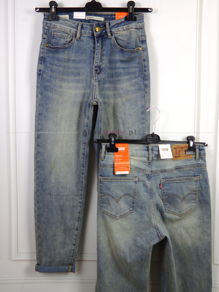 Spodnie damskie niebieskie brudny jeans Skinny klasyka Produkt PREMIUM