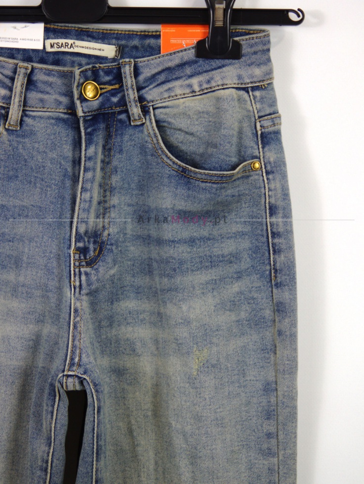 Spodnie damskie niebieskie brudny jeans Skinny klasyka Produkt PREMIUM  4