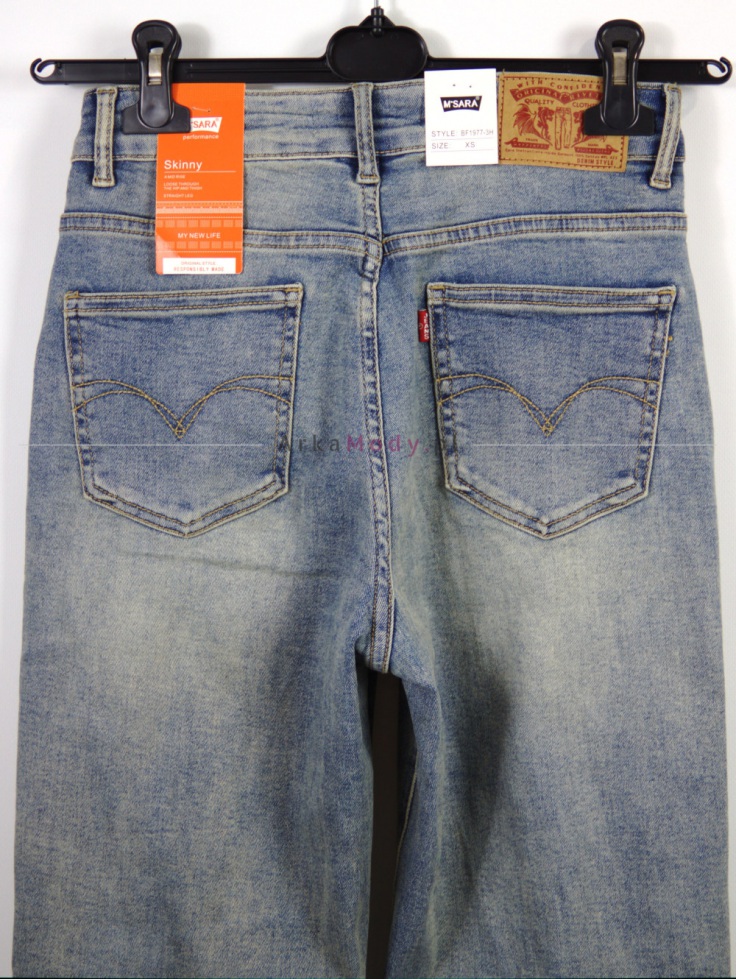 Spodnie damskie niebieskie brudny jeans Skinny klasyka Produkt PREMIUM  3
