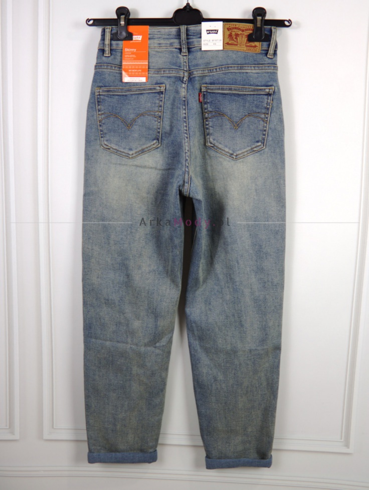 Spodnie damskie niebieskie brudny jeans Skinny klasyka Produkt PREMIUM  5
