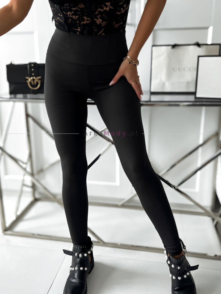 Spodnie legginsy czarne elastyczne modelujące Fame Fashion z wysokim stanem Push Up 5