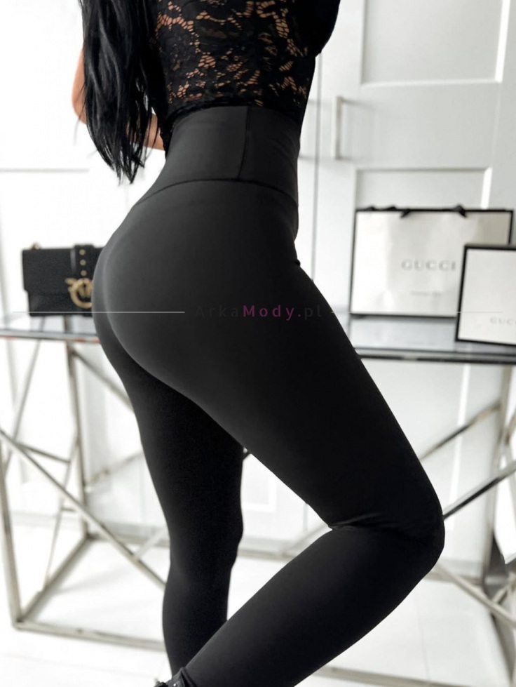Spodnie legginsy czarne elastyczne modelujące Fame Fashion z wysokim stanem Push Up 2