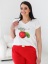 Elegancka bluzka damska PlusSize biała ecru aplikacja jabłko JUSTTI Polska produkcja PREMIUM