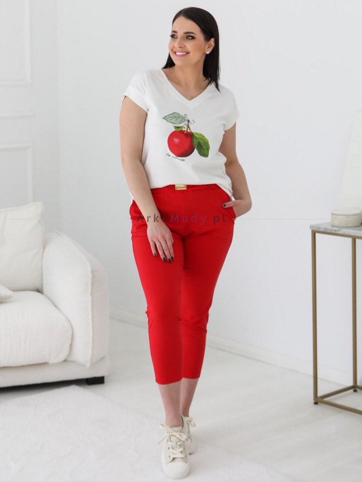 Elegancka bluzka damska PlusSize biała ecru aplikacja jabłko JUSTTI Polska produkcja PREMIUM 3