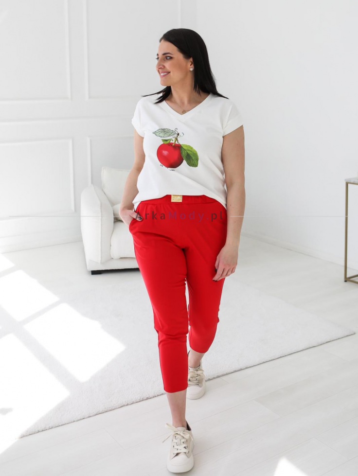 Elegancka bluzka damska PlusSize biała ecru aplikacja jabłko JUSTTI Polska produkcja PREMIUM 4