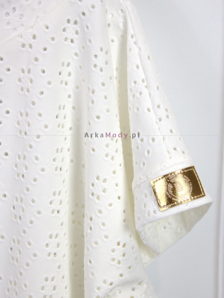 Elegancka bluzka damska ażurowa ecru biała dekolt łódka Trendy by Sobiertex 4