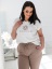 Elegancka bluzka damska PlusSize biała ecru wyszywana aplikacja JUSTTI Polska produkcja PREMIUM