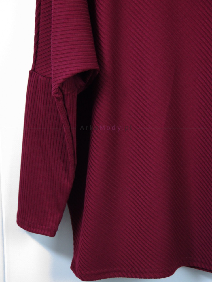 Elegancka bluzka damska oversize bordo wyszywana beż aplikacja PlusSize JUSTTI Polska produkcja PREMIUM 3