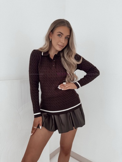 Sweter Polo brąz SH84