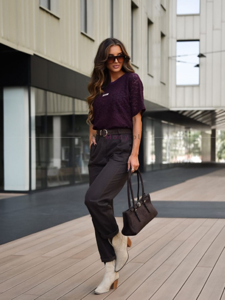Elegancka koronkowa bluzka damska śliwka ATELIER Xana Collection Polski produkt 3
