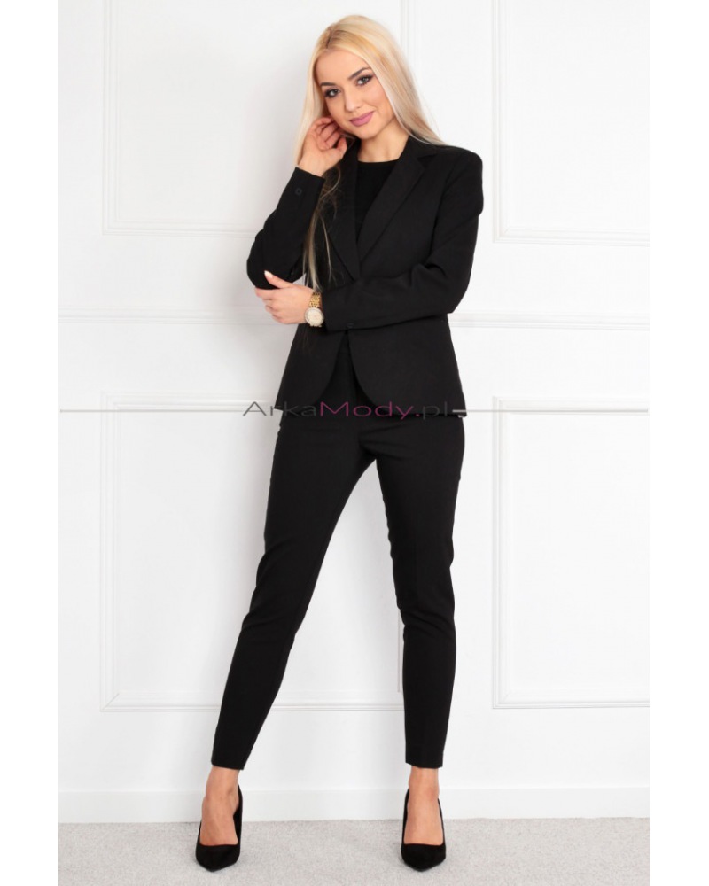 Materiałowe eleganckie spodnie damskie czarne wizytowe rurka gładkie cygaretki do biura Polska produkcja PREMIUM 3