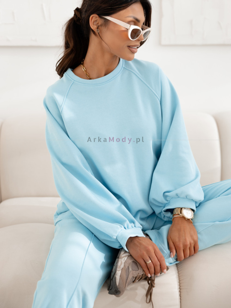 Spodnie dresowe z szeroką nogawką niebieskie sportowy styl PurPura Polski produkt 2