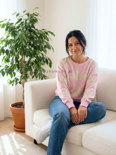 Sweter Romby RÓŻ P08