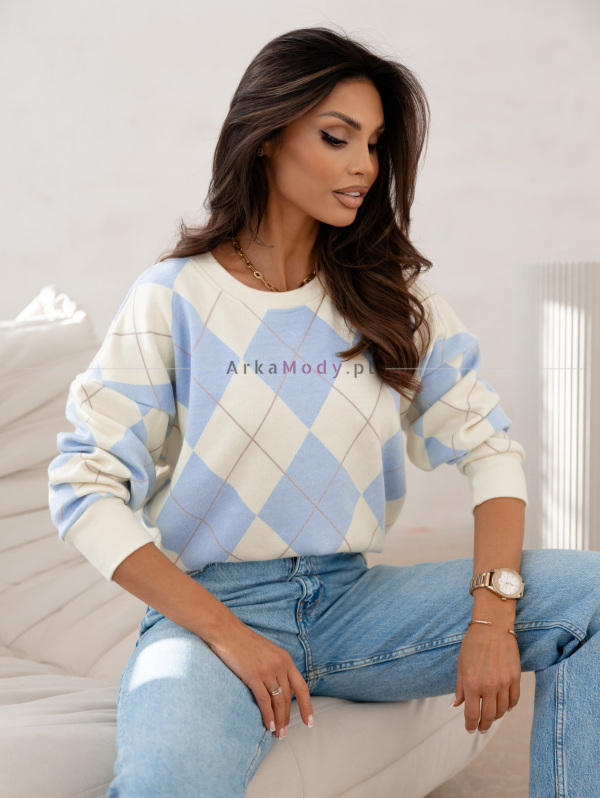 Sweter Romby NIEBIESKI P08