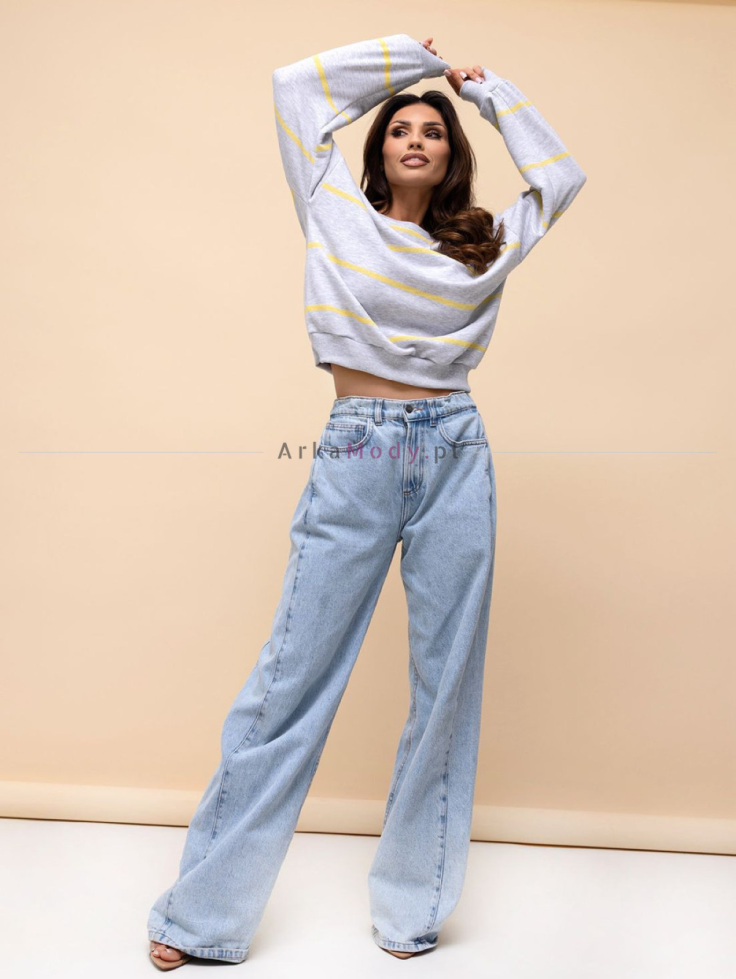 Szara bluza BEAR oversize w cytrynowe paski Xana Collection 3